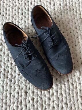 Clarks Men's Broyd Navy Blue Suede Oxfords, size 8.5